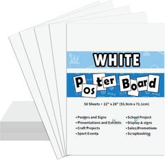 50PCS White Poster Board 22″X28″,Value Poster Board for School Craft Project Pre