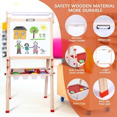 Ragstone Kids Easel Child Easel with Paper roll Double Sized Blackboard Chalk…