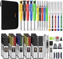 49-Pack Carpenter Pencil Set with Sharpener, Scribe Tool & Case for Woodworking
