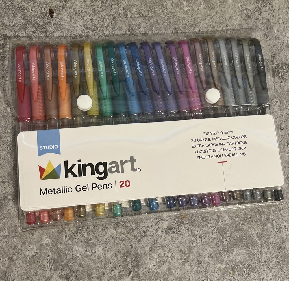 Kingart Metallic Gel Pens 20 Count Arts And Craft School Projects Art Supplies