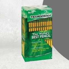 Ticonderoga Woodcase Pencil, HB #2, Yellow Barrel, 96ct Exclusive graphite form!