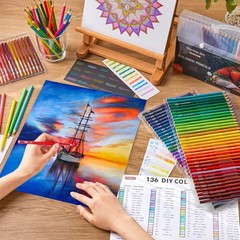 Shuttle Art 136 Coloured Pencils Soft Core Colouring Pencils Set for Adult