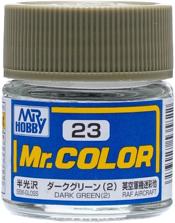 Mr. Hobby C23 Mr. Color Semi Gloss Dark Green (2) Lacquer Paint 10ml – US