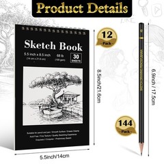 Humyoun 24 Pcs Top Spiral Bound Sketch Pad with Drawing Pencils Set, 5.5 x 8….