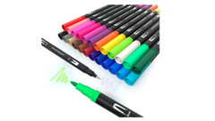 Dual Tip Markers Brush Pens Art Marker Brush Coloring Calligraphy Non Toxic 24