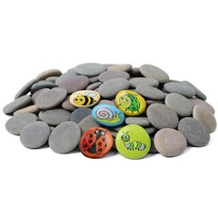 60 PCS Small 1.69-2.13″ Smooth Natural River Rocks for Painting, Flat Paintin…
