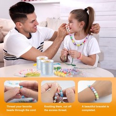 Elastic String Bracelet 0.8mm 1.0mm Crystal Cord 200M White 2 Rolls SUTOUG