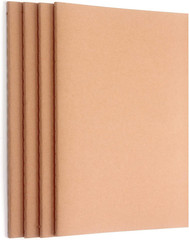 Set of 4 A5 Blank Kraft Notebooks for Sketching, Writing, and Journaling