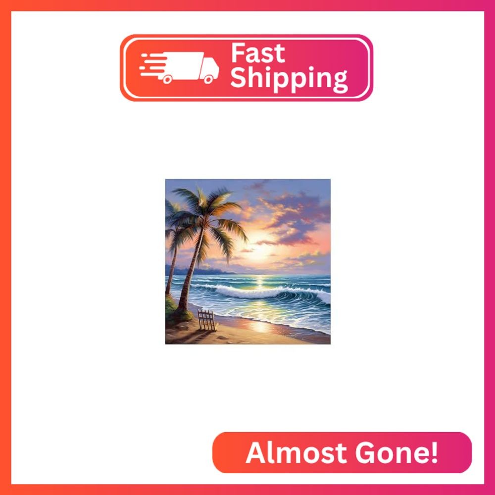 eovv 5D Diamond Painting Kit for Adults, Tropical Beach Sunset with Palm Trees(1