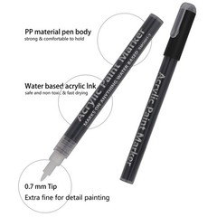 White Paint Pens, Acrylic Marker, Black Acrylic Paint Pens,0.7mm Extra Fine T…