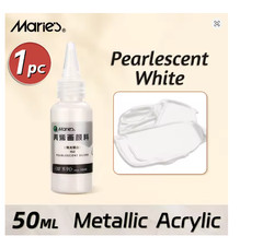 NEW 50ml Marie’s Metallic Acrylic Paint Pearlescent white Pigment for DIY Art