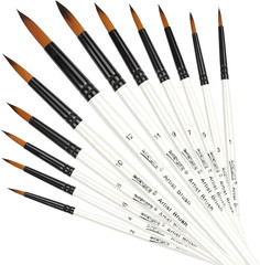 12 PCS Round Paint Brushes Set, Artist Brush for Acrylic Watercolor Oil Painting