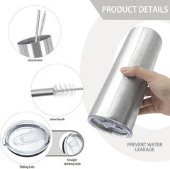 YOUKE OLA 16 Pack Stainless Steel Skinny Tumblers Blank Bulk Straight Double