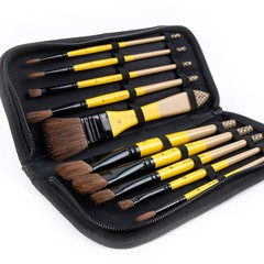 ARTIFY 10 Pieces Paint Brush Set, Intermediate Large, Yellow – Horse Hair