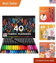 40 Fabric Markers Pens Set – Non Toxic, Indelible and Permanent Fabric Paint …