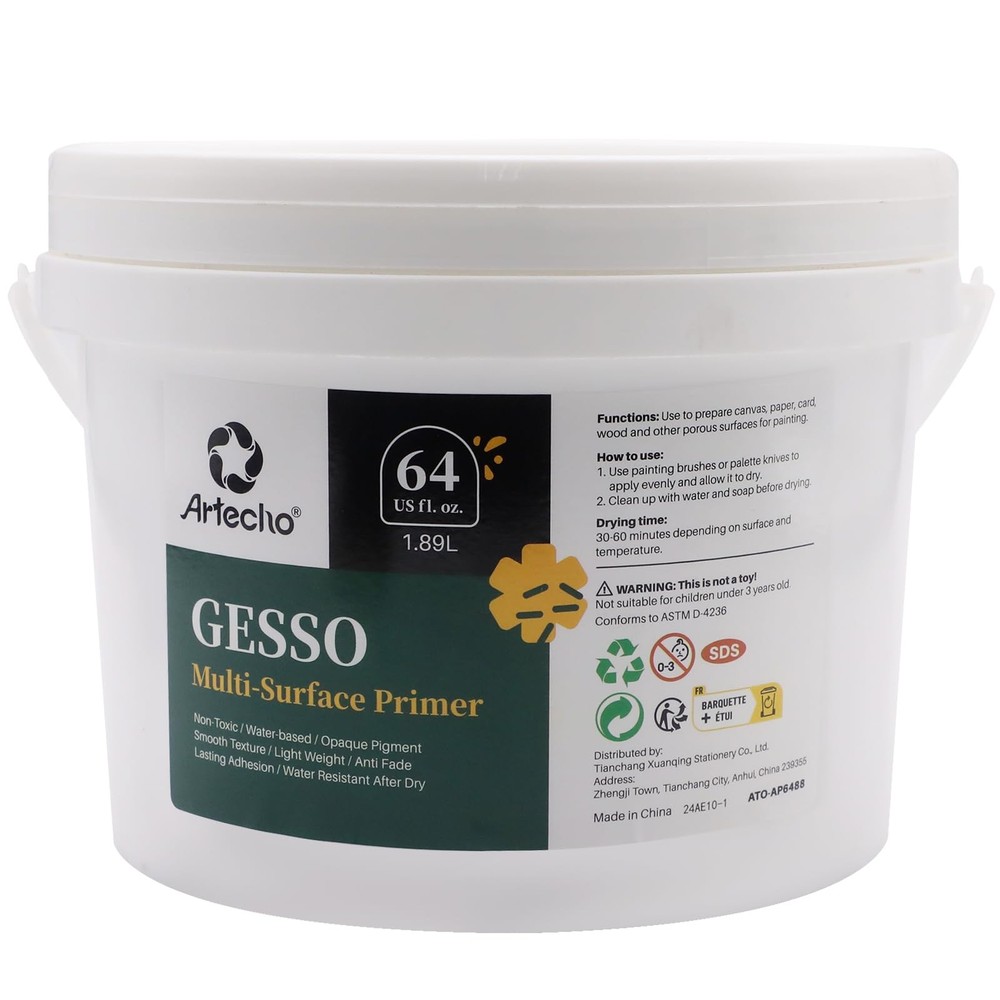White Gesso Primer Acrylic Painting Professional Medium 64 Oz 1.89 L
