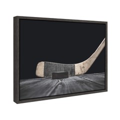 DesignOvation Sylvie Vintage Hockey Stick and Puck Framed Canvas Wall Art by …