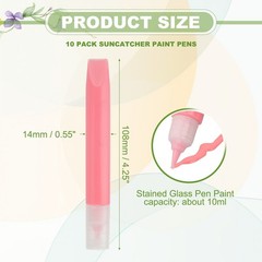 10 Pack Suncatcher Paint Pens, Pink Sun Catcher Paint Pens 10ML Each