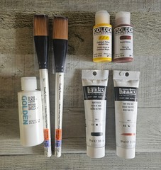 Art Supplies Lot – Golden Fluid Acrylic Simmons Paintbrush Liquitex Heavy Body 7