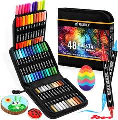 72 Colors Acrylic Paint Markers, Dual Tip with Fine Tip and Brush Tip Pens for S
