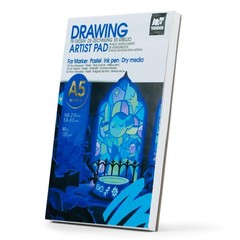 A5 Small Sketchbook Marker Pad, 80lb/120gsm Heavyweight Art , No Bleed Throug…