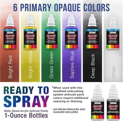 Professional Airbrush System with 6 Color Paint Set