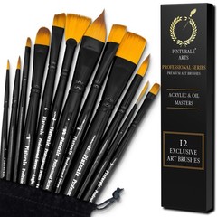 Set of 12 Acrylic Paint Brushes Professional | Acrylic & Oil Masters | Oil Pa…
