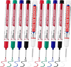 10 PCS Long Head Deep Hole Marker Pens,20Mm Long Nib Marker, Longs Nose Markers,