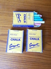 Vtg Set of three unused Sargent Dustless Colored Chalk 66-2010 boxes with 12 ea