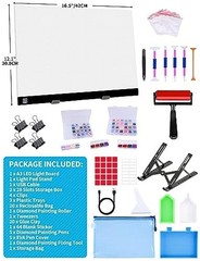 A3 LED Light Pad for Diamond Painting & Tracing, Adjustable Brightness, Tools &