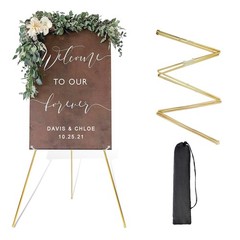 DANMO Easel Stand for Wedding Sign Poster 63” 15″ x 2.5″ x 2.5″, Gold