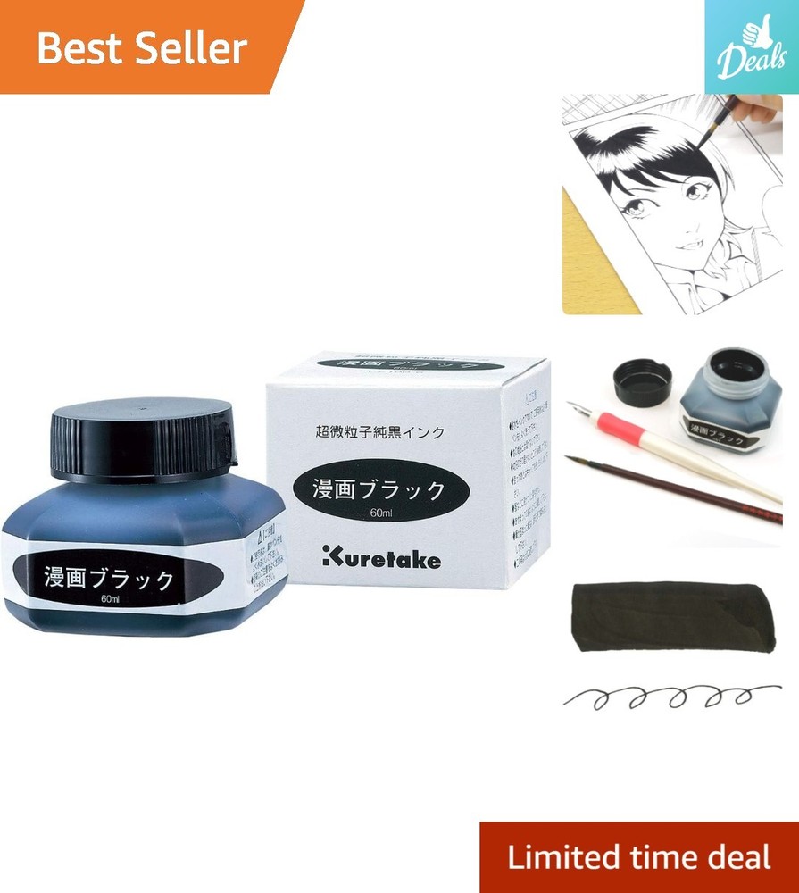 Versatile 60ml Black Metallic Ink for Calligraphy, Drawing & Creative Projects
