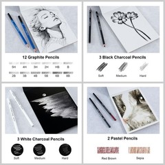 206 Drawing Set Sketching Kit,Art Supplies with 3-color Sketchbook & Coloring…