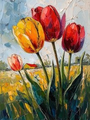 Tulip Diamond Art Kits for Adults,Round Full Drill 5D Diamond Painting Kits for