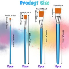 60 Pcs Paint Brush Set Bulk Acrylic Brush Wood Paint for Detail Art Crafts Ki…