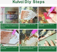 Kulvci Diamond Art Kits for Adults, Cat 12 inches x 12 inches, Multicolor