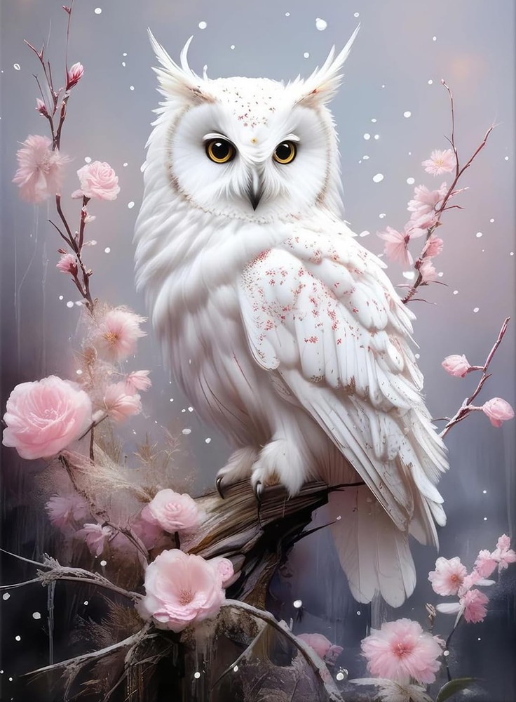 Square Drill Bookstore Diamond Art Kits for Adults,Owl 5D Diamond Painting Kitss