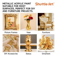 Metallic Gold Acrylic Paint, 4 oz (120 ml) Gold Leaf Paint, Non Toxic, Non Fa…