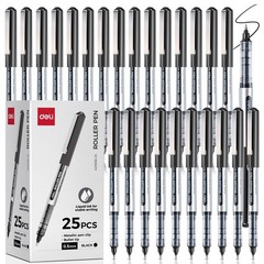deli Rollerball Pens, 25 Pack Roller Ball 0.5mm Black Ink 25 PCS,