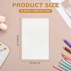52 PCS Watercolor Paper 6×9 Inch 140lb/300gsm Artist Painting Bulk White