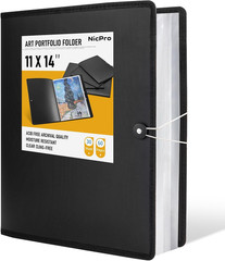 11X14 Art Portfolio Folder, 30 Pockets Display 60 Pages Art Painting Portfolio B