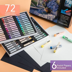 72 Long Chalk Pastel Set: 72 Pastel Colors Chalk Markers for Artists 4 Fluoresce