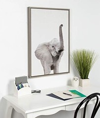 Sylvie Elephant with Raised Trunk Animal Print Portrait Framed Canvas Wall