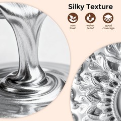 Liquid Silver Leaf Paint Kit 2x30ml Metallic Acrylic Chrome Varnish Wood Resin