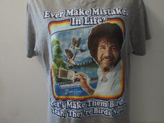 Bob Ross “Your Mistakes Are Birds Now” Art Shirt + 2 Joy Of Painting Books (S)