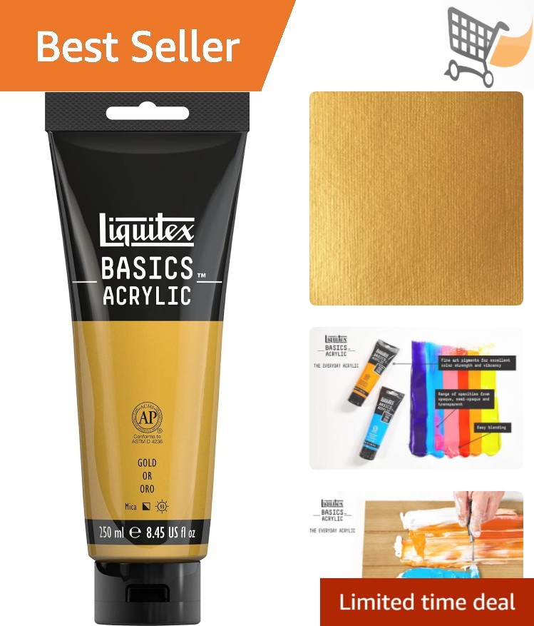 Acrylic Paint Gold Satin 8.5oz for Art Painting and Crafts