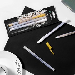 3 Colors Pen Set – White, Gold and Silver Ink Pens for Black Drawing, Sketchi…