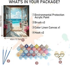 Beach Paint by Numbers MBNTJHT Scenery Kit Adults Landscape