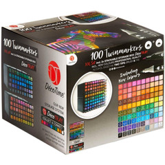 Decotime 100pk Twin Markers Paint ART Deco Tray ANY SURFACE Professional Fine