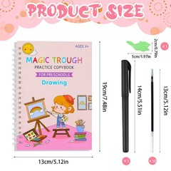 4 Pc Magic Grooved Practice Copybook,Reusable Grooved Writing Books,Handwriting